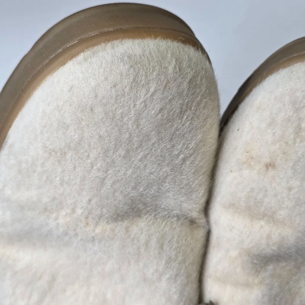 L.L. Bean Winter Snow Boots Women's Size 10 Ivory Cream Brown Faux Fur Shoes